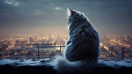 俯瞰阳台阳台上猫的插图插画