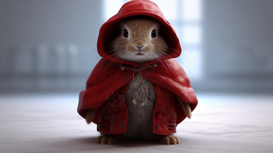 魔术帽中兔子穿红色斗篷的兔子设计图片