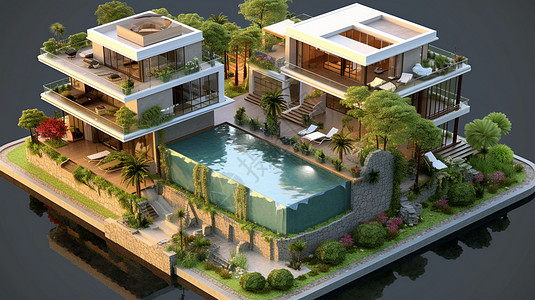 别墅建筑模型背景图片