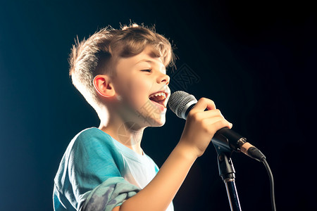 唱歌的外国小男孩背景图片