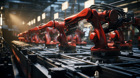 工作中的机器人工厂的机械臂设计图片