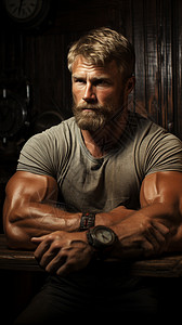 硬朗的肌肉男背景图片