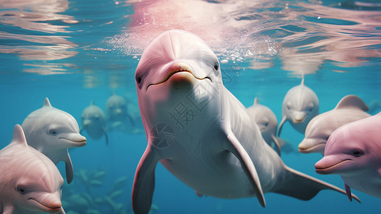 海里可爱的海豚背景图片