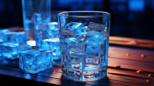 玻璃杯中冰镇洋酒背景图片