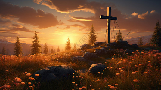 西方基督教信仰艺术插图背景图片