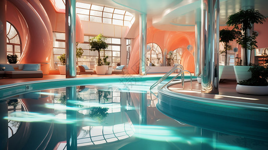 现代时尚的室内泳池图片