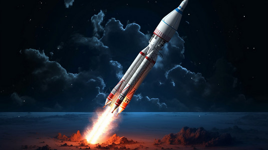 空中发射的火箭背景图片