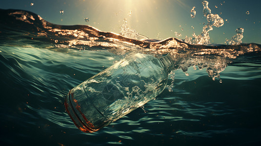 塑料水瓶瓶子掉进水里设计图片
