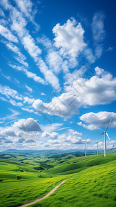 田野上的风力发电机图片