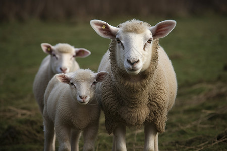 草原上可爱的小羊背景图片