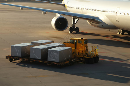 装卸货物的飞机图片