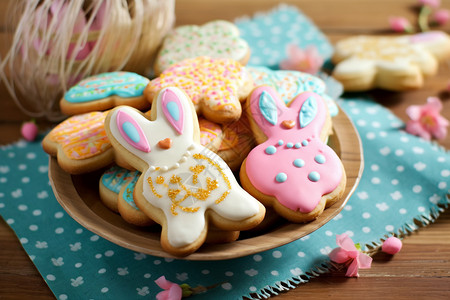 各种造型的可爱兔子可爱造型的饼干背景