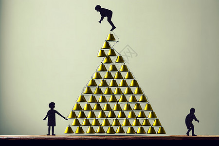 收入差距儿童教育不平等金字塔插画