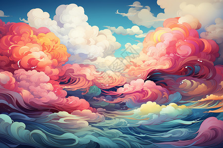 精美五彩云层绘画背景图片