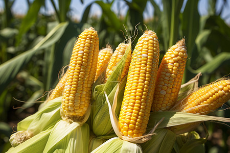 田地中的玉米农作物图片