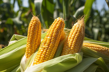 田地中成熟的玉米图片