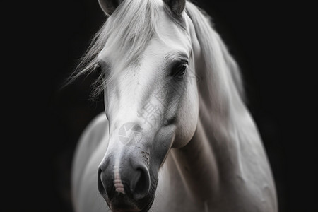 马的眼睛特写漂亮的白马插画