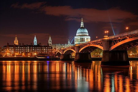 泰晤士河上的黑衣修士桥高清图片