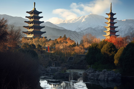云南大理寺庙背景图片