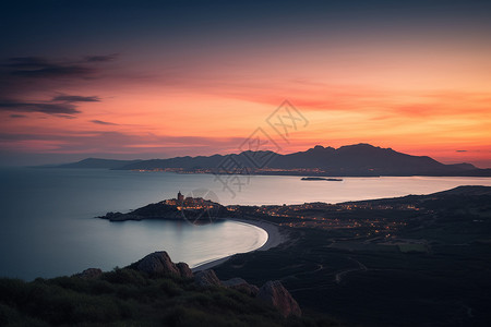 海角半岛户外海岸黄昏背景