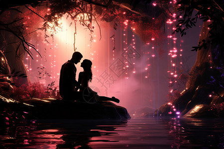 花灯节船情侣浪漫的情侣设计图片