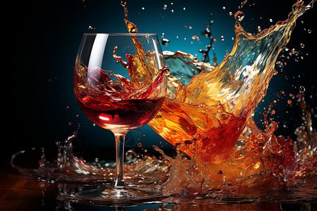 红酒酒会红酒四溅的创意场景设计图片