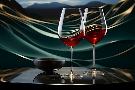 宴会装饰红葡萄酒的广告设计图片