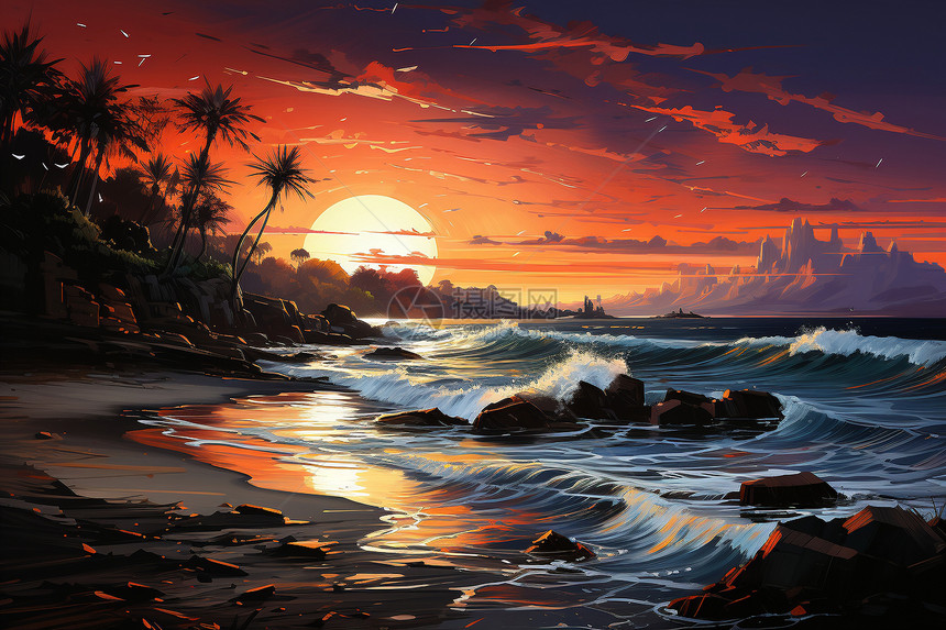迷人的日落海景图片