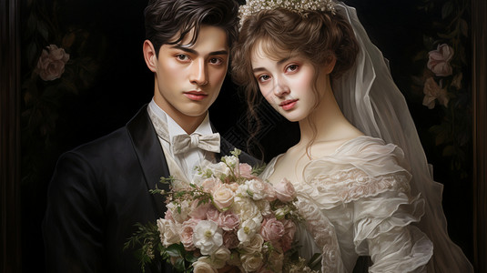 温馨的新郎和新娘背景图片