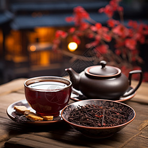 清香的茶水和茶叶图片