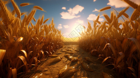 田间成熟的小麦背景图片