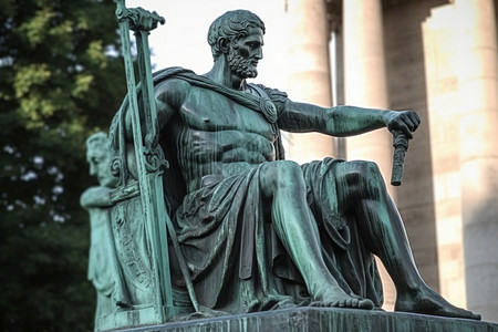 铜绿色的君士坦丁雕像背景图片