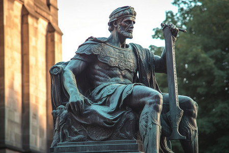 铜绿君士坦丁大帝的雕像背景