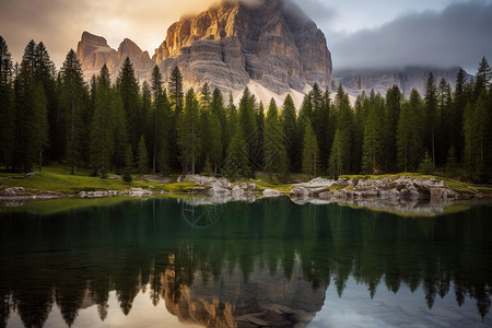 明镜的湖水背景