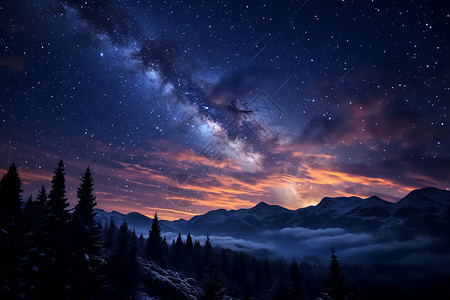 冬天星星素材冬季天文学星空自然景观背景