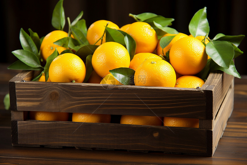 木框中的柑橘图片