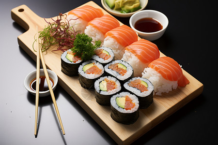 餐盘上的日本寿司图片