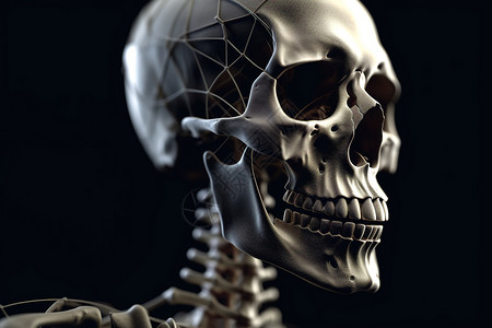 人体面部骨架特写概念图背景图片
