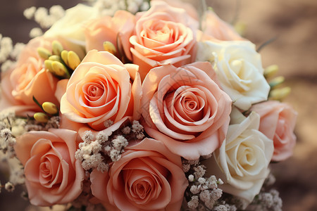 婚礼宴会上浪漫的花束背景图片