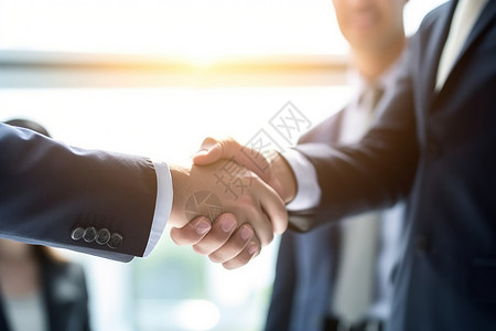 企业间合作协议合作伙伴达成协议的握手背景
