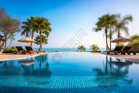 度假酒店的泳池高清图片