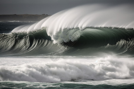 海水掀起的巨浪背景图片