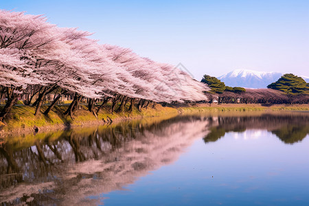 春天户外的樱花树图片