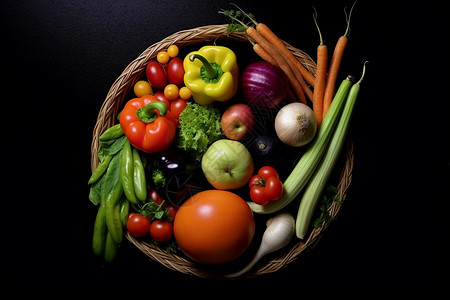 新鲜采摘的蔬菜水果图片