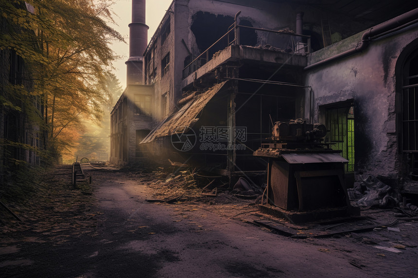 乡村破旧的废弃工厂图片
