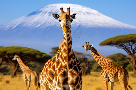 野生的长颈鹿动物背景图片