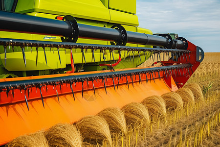 农田中作业的大型机械背景图片