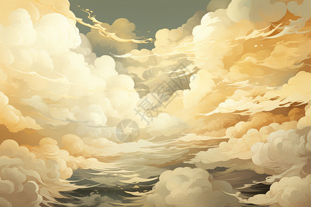 无缝云创意插图背景图片