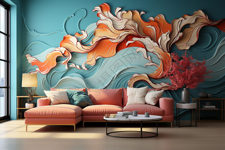 室内装饰的创意墙壁壁画背景图片