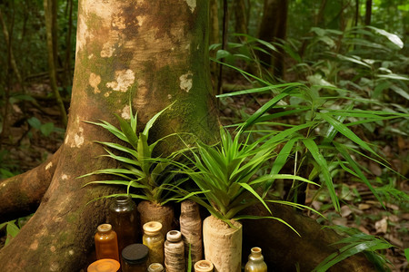 热带森林的树脂植物图片